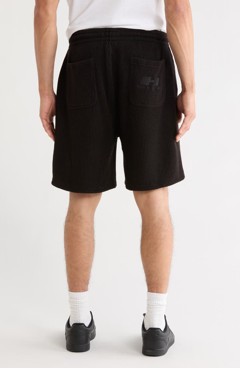 HONOR THE GIFT Rib Knit Stretch Cotton Blend Drawstring Shorts, Alternate, color, Black