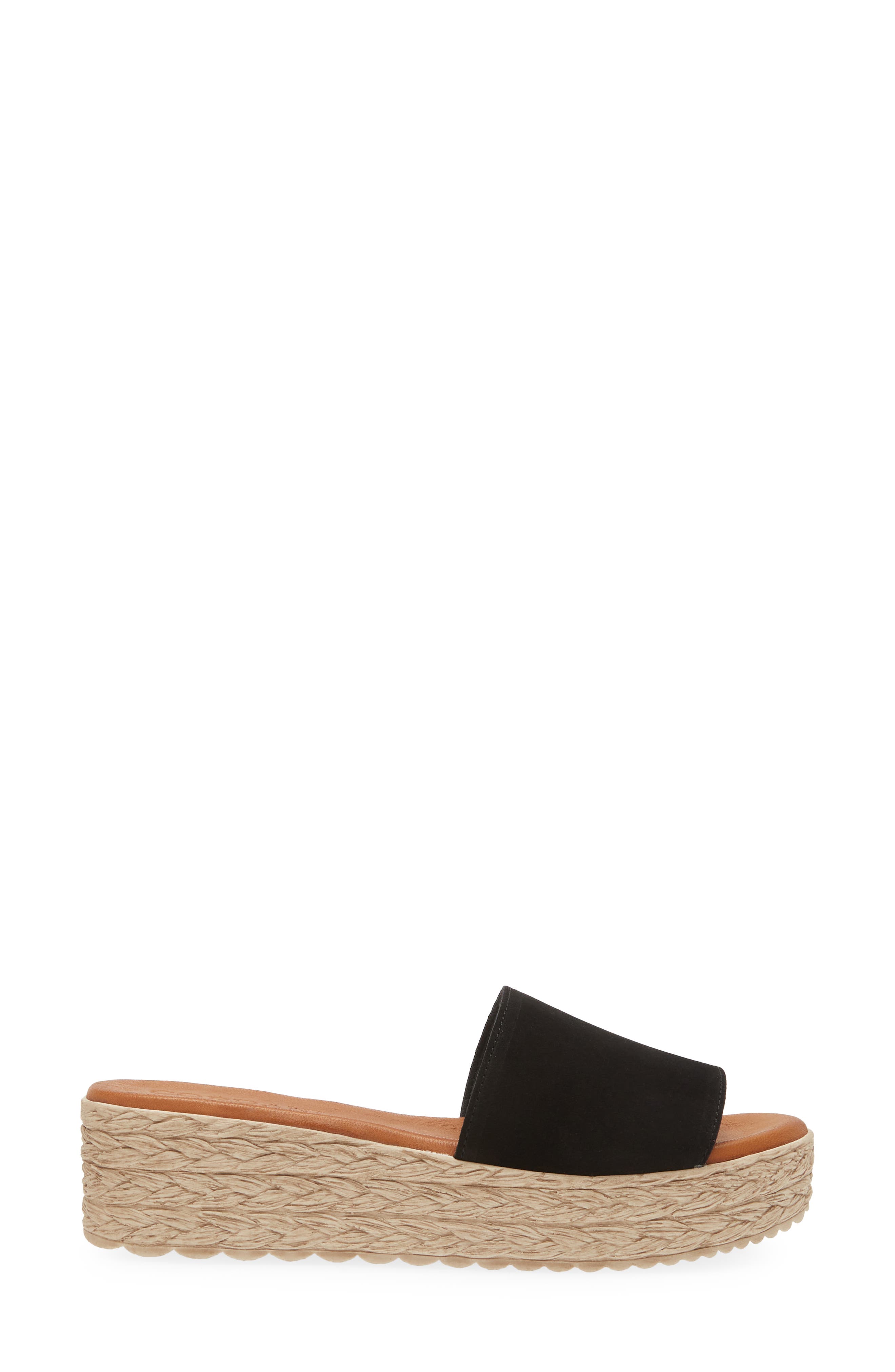 Cordani Bizzy Espadrille Platform Wedge Slide Sandal, Alternate, color, Black Suede