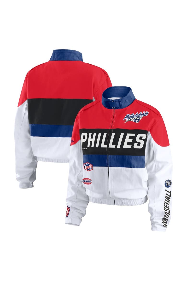 Women's WEAR by Erin Andrews  Red/White Philadelphia Phillies Racing Full-Zip Jacket, Alternate, color, Red
