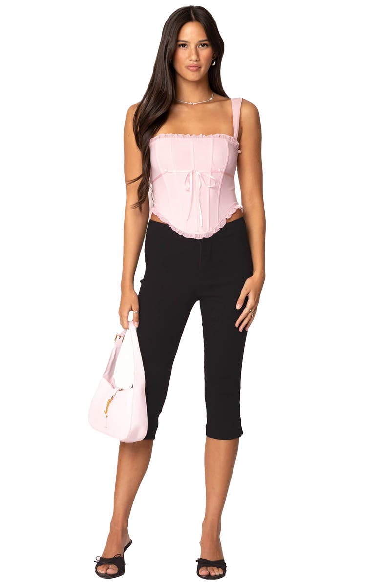 EDIKTED Coquette Mesh Corset Top, Alternate, color, Pink