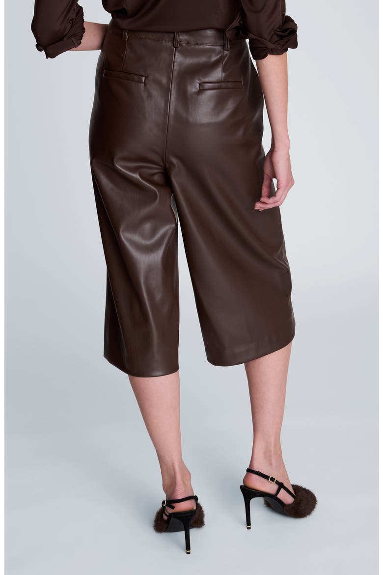 High Waist Pintuck Faux Leather Long Shorts, Alternate, color, MEDIUM BARK