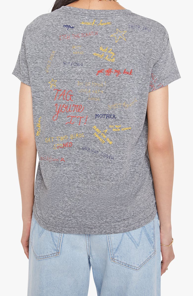 MOTHER The Boxy Goodie Goodie Appliqué Better Luck Graphic T-Shirt, Alternate, color, Tongue Tied