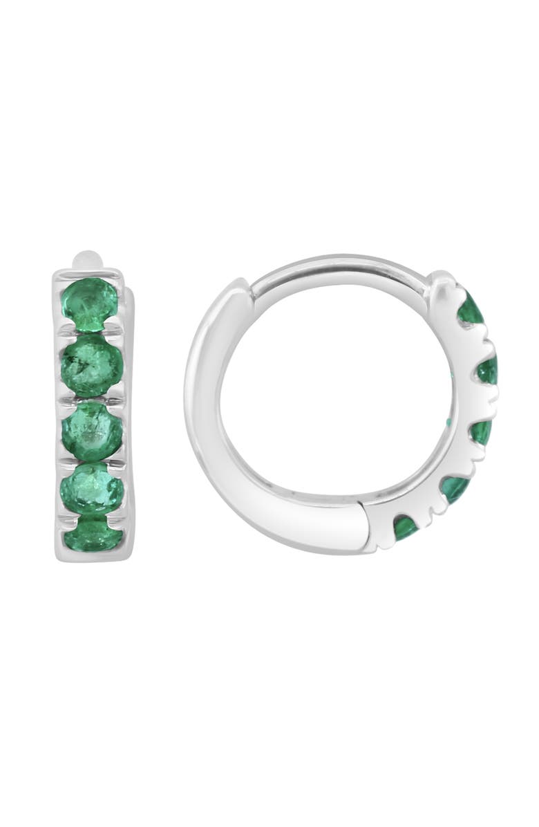 EFFY Emerald Huggie Hoop Earrings, Main, color, Green