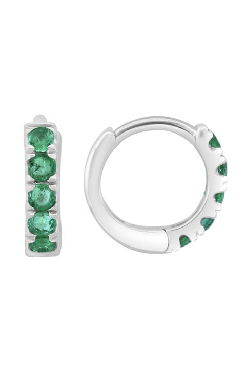 Emerald Huggie Hoop Earrings