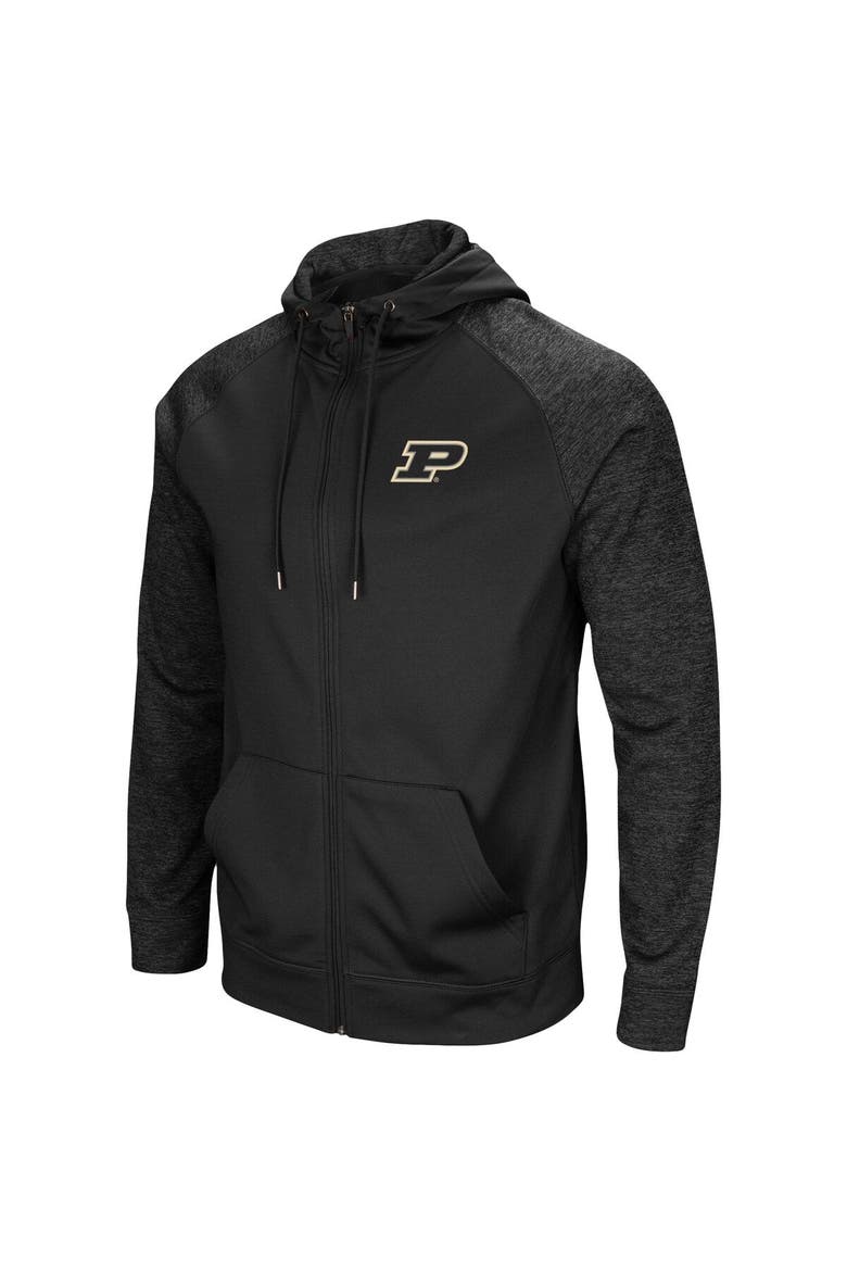 Men's Colosseum Black Purdue Boilermakers Blackout 3.0 Tonal Raglan Full-Zip Hoodie, Alternate, color, Black