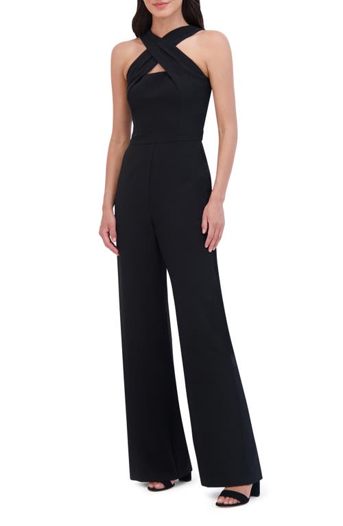 Vince Camuto Signature Cross Neck Jumpsuit In Black
