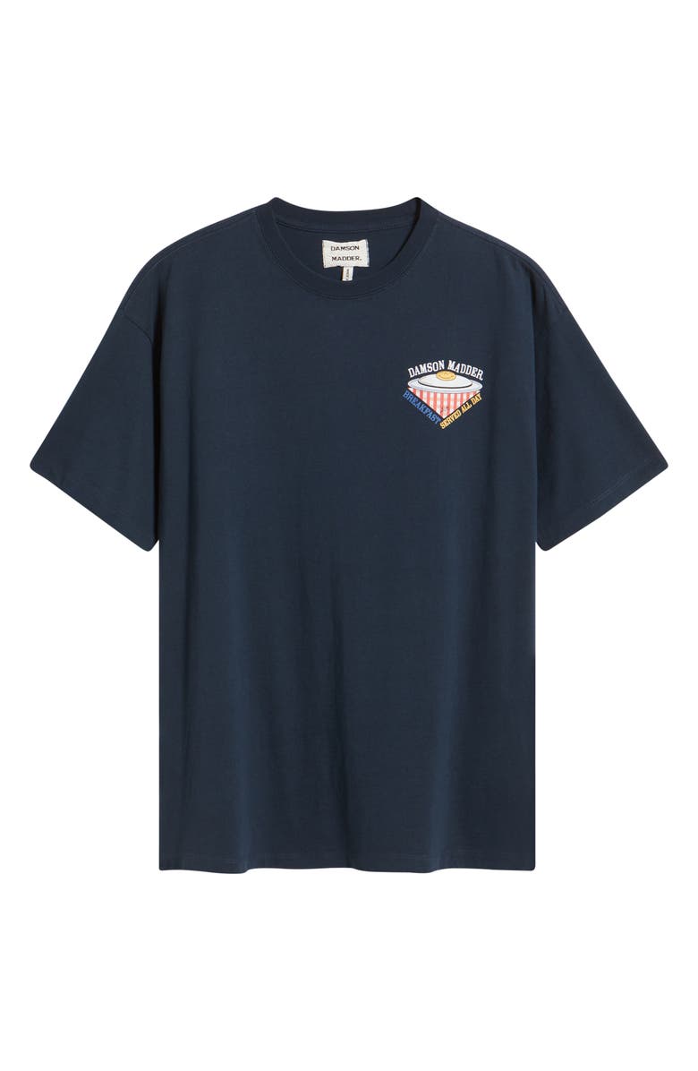 Damson Madder All Day Breakfast Oversize Organic Cotton Graphic T-Shirt, Alternate, color, Navy