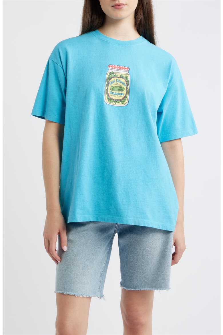 Snack Plate Oversize Organic Cotton Graphic T-Shirt, Main, color, BLUE