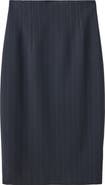 MANGO Pinstripe High Waist Midi Skirt