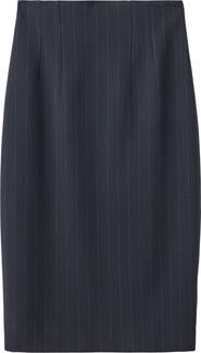 MANGO Pinstripe High Waist Midi Skirt