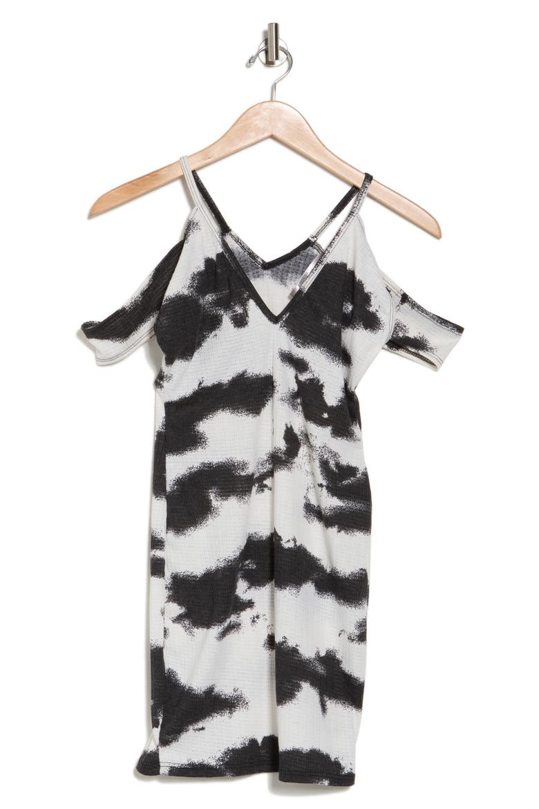 Tie Die Cold Shoulder Dress, Alternate, color, IVORY