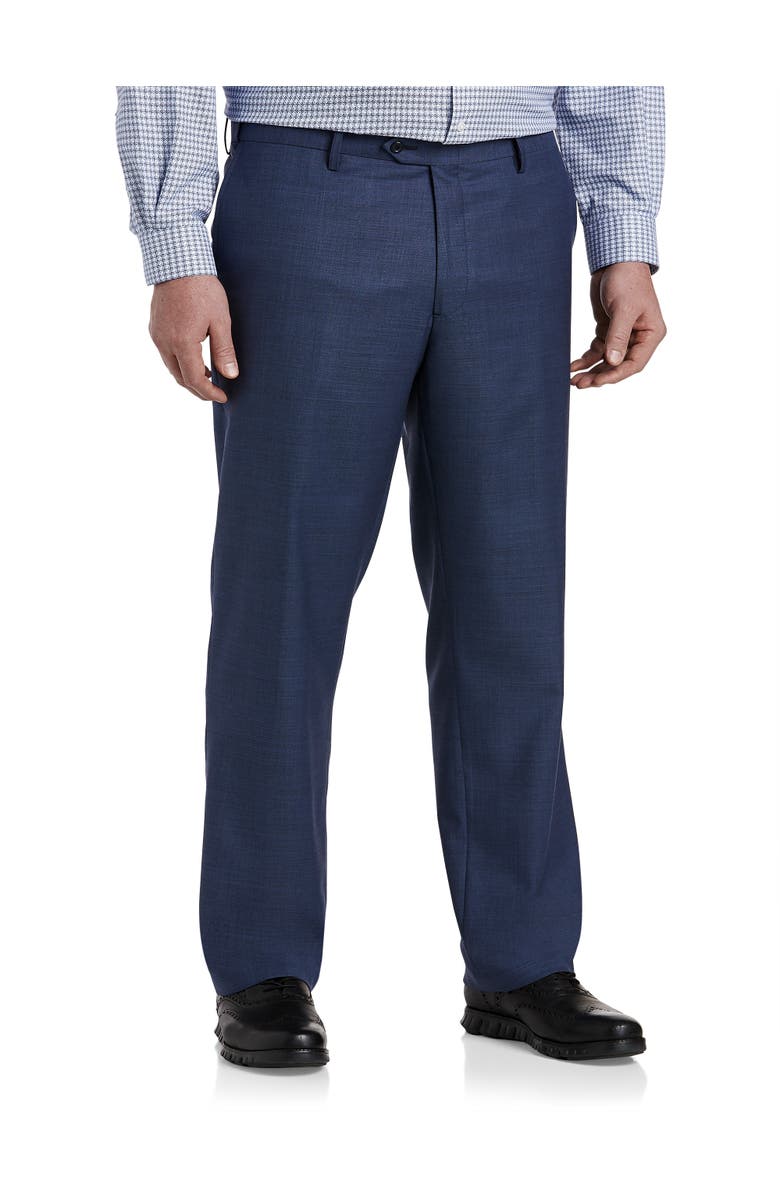 Oak Hill Premium by DXL Big & Tall Sharkskin Suit Pants, Main, color, Navy