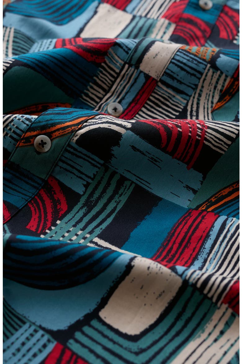 Godrev Print Organic Cotton Shirt, Alternate, color, DRAWN SHAPES SKETCH INKWELL