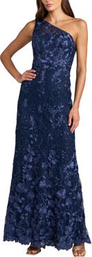 Mac Duggal One Shoulder Lace Embroidered Gown