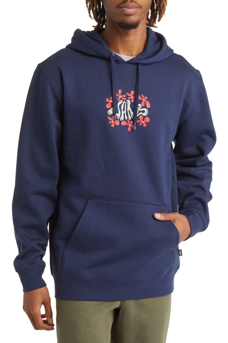 Jazz Floral Graphic Hoodie, Main, color, DRESS BLUES