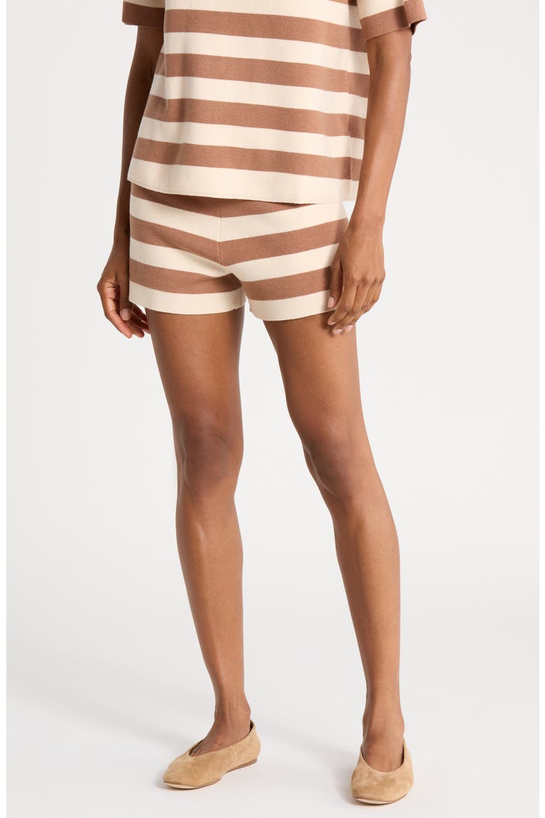 Stripe Knit Shorts, Main, color, CAFE/ ECRU STRIPE