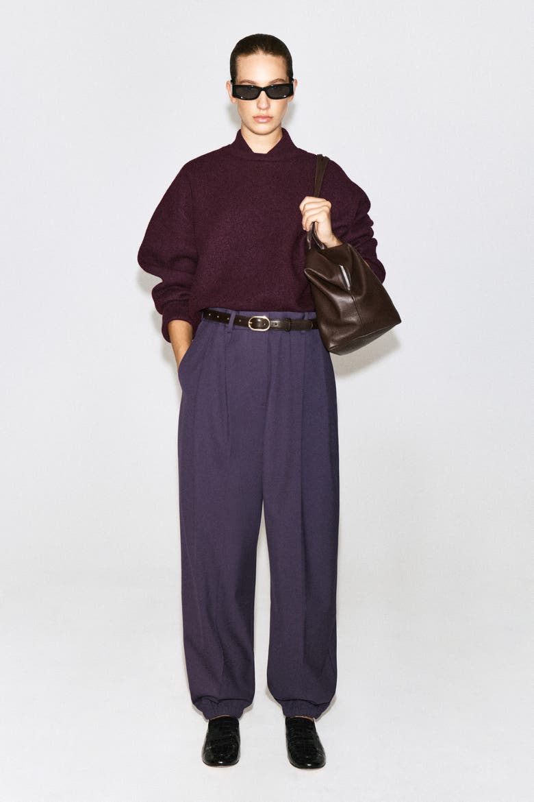 Pleated Balloon Pants, Alternate, color, DARK PURPLE