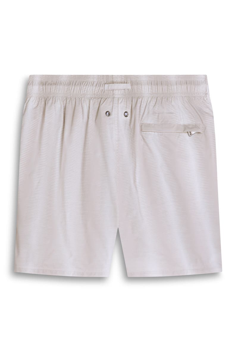 Bugatchi Cruz Print Swim Trunks, Alternate, color, Almond