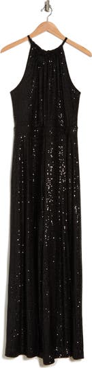 Sequin Halter Wide Leg Jumpsuit
