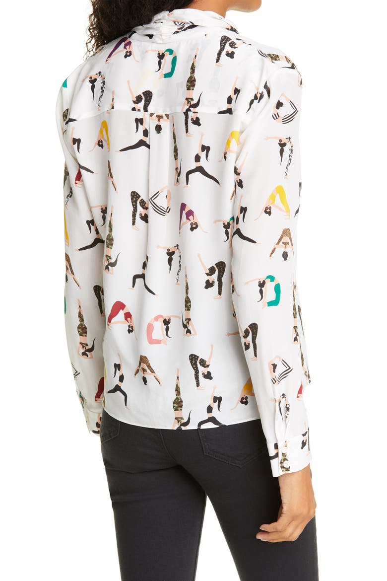 Jeannie Bow Collar Silk Top, Alternate, color, YOGA STACE