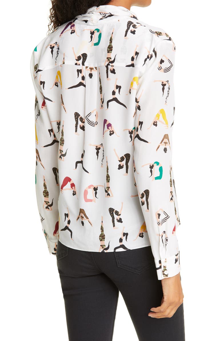 Alice + Olivia Jeannie Bow Collar Silk Top, Alternate, color,