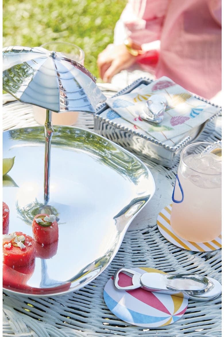 Beach Ball & Stripes Beaded Coaster Set, Alternate, color, SILVER