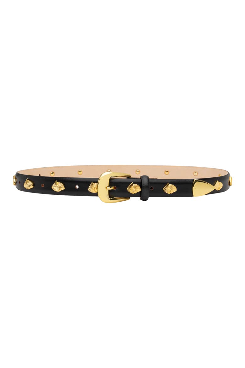 Vienna Stud Leather Belt, Main, color, BLACK/ GOLD