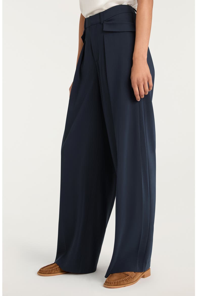 Leora Pleated Wide Leg Pants, Alternate, color, NAVY
