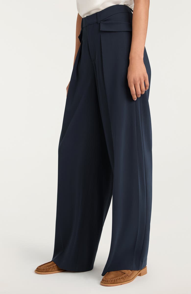 Cinq à Sept Leora Pleated Wide Leg Pants, Alternate, color, Navy
