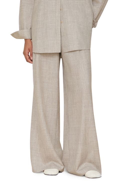 Astor Pleated Tropical Wool Blend Wide Leg Pants