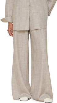 Lafayette 148 New York Astor Pleated Tropical Wool Blend Wide Leg Pants