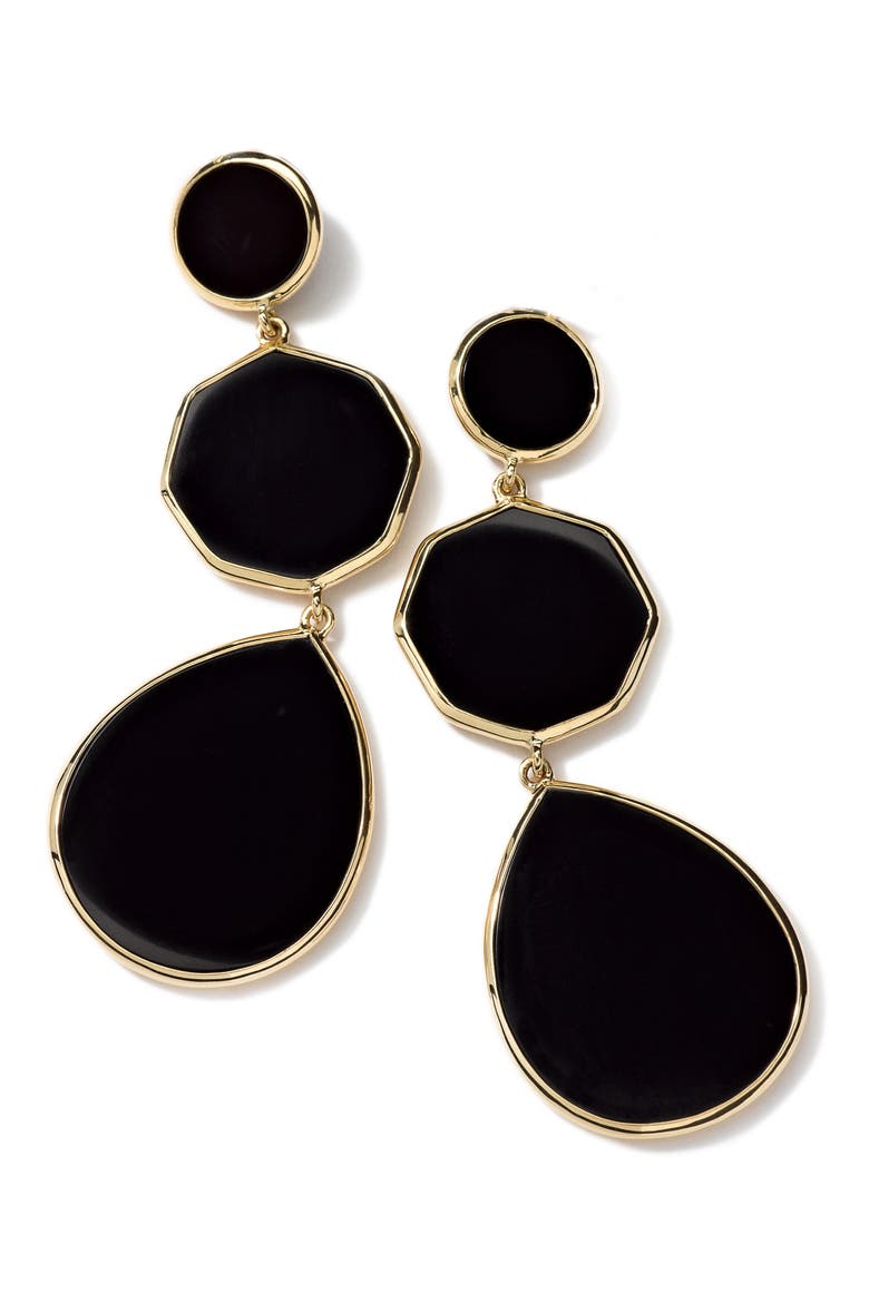 Rock Candy Drop Earrings, Main, color, GOLD/ BLACK ONYX