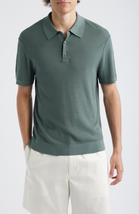 Silk & Cotton Piqué Polo Sweater