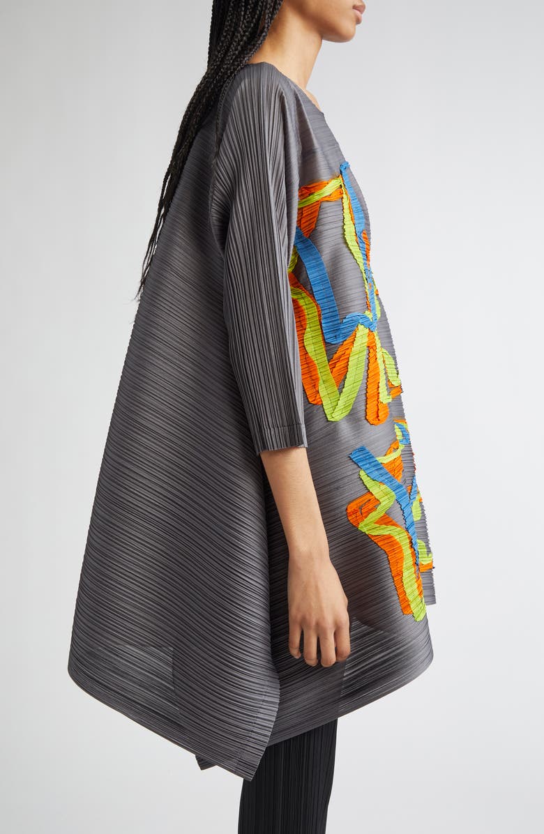 Pleats Please Issey Miyake Mix Pleated Tunic, Alternate, color, Gray