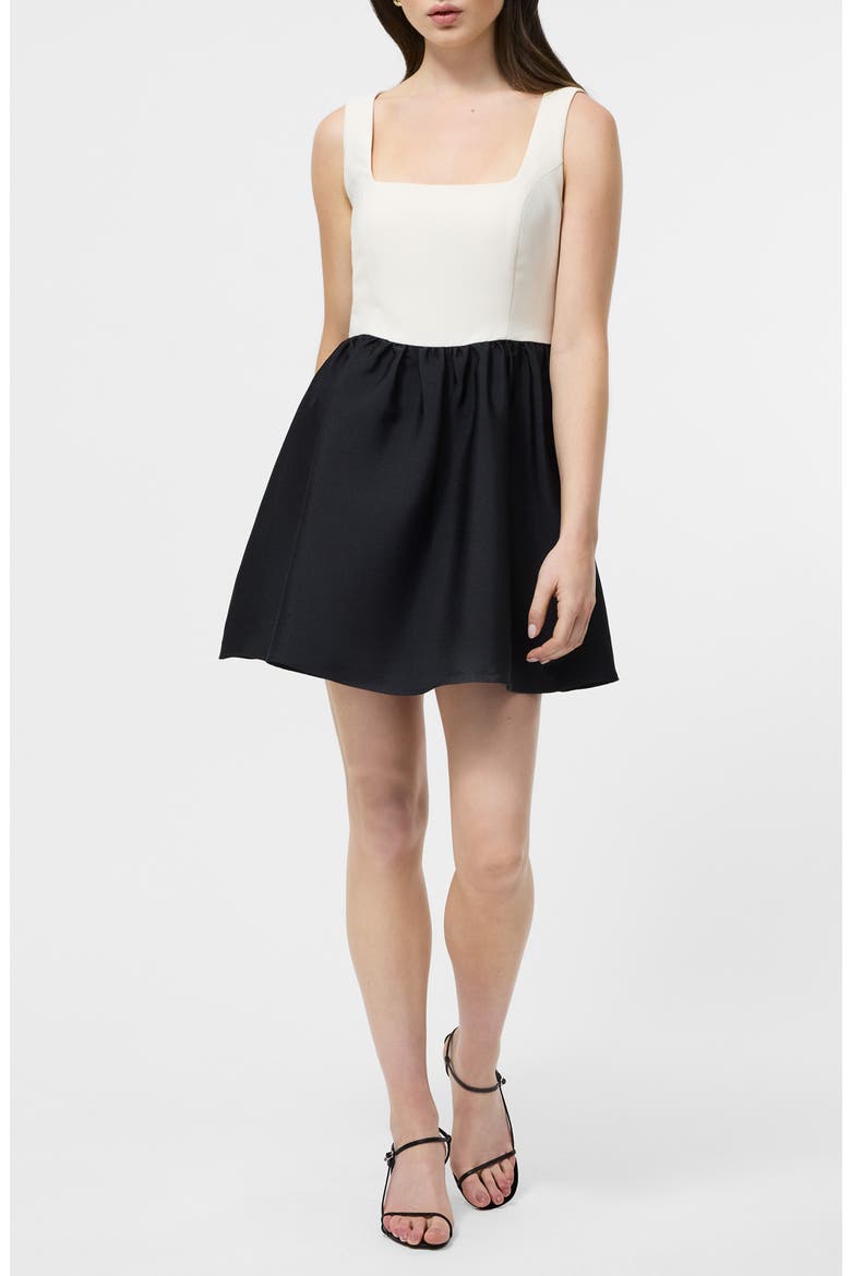 Colorblock Fit & Flare Minidress, Main, color, PORCELAIN CREAM