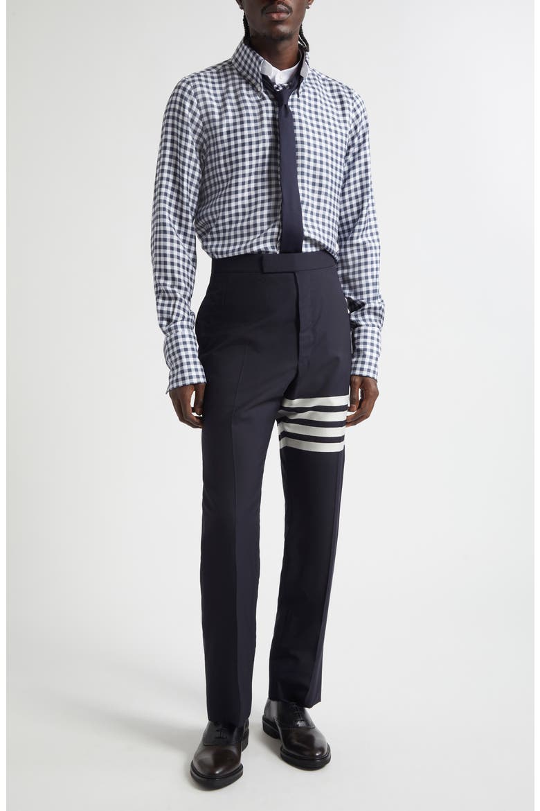 4-Bar Mélange Wool Pants, Alternate, color, NAVY