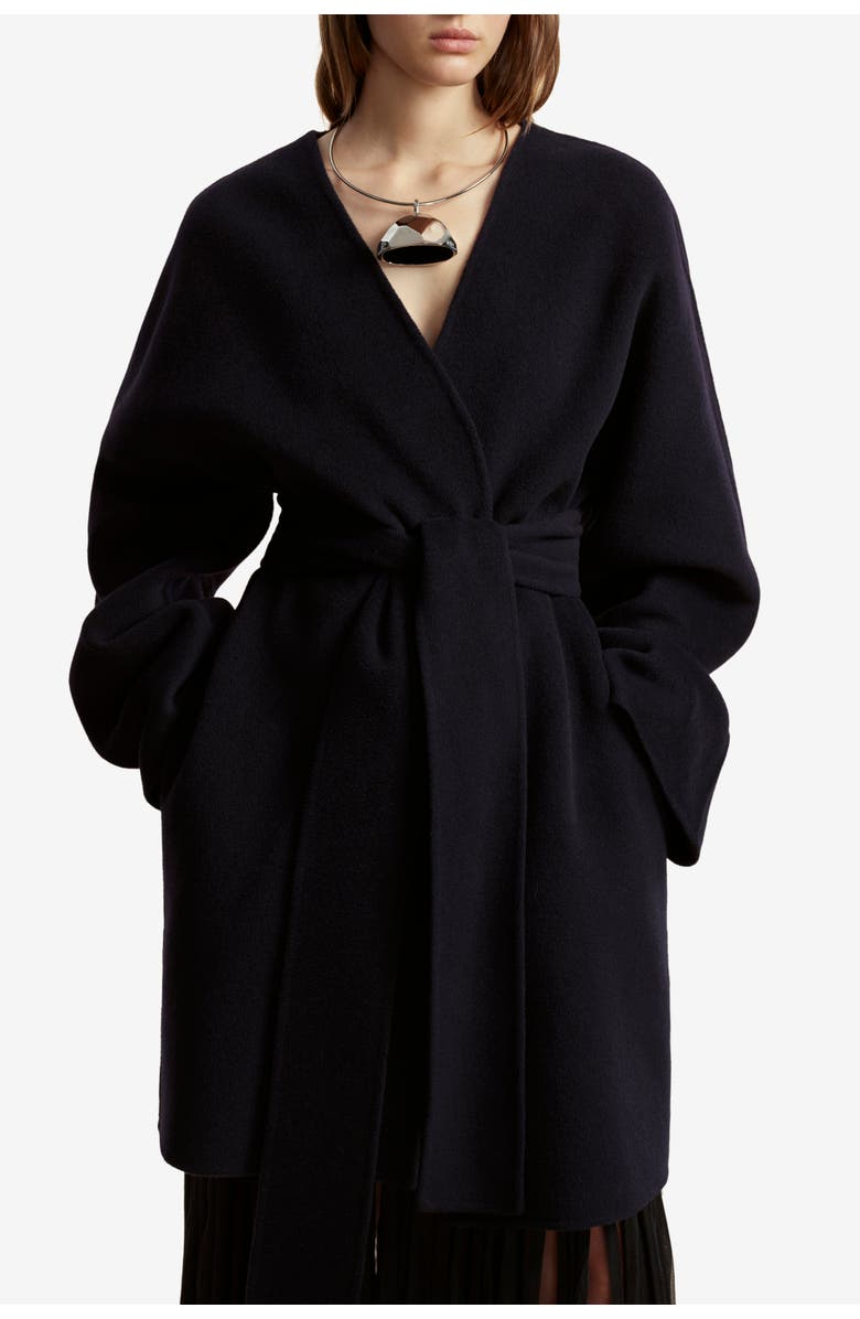 Marina Moscone Double Faced Wool Cocoon Coat, Main, color, Navy