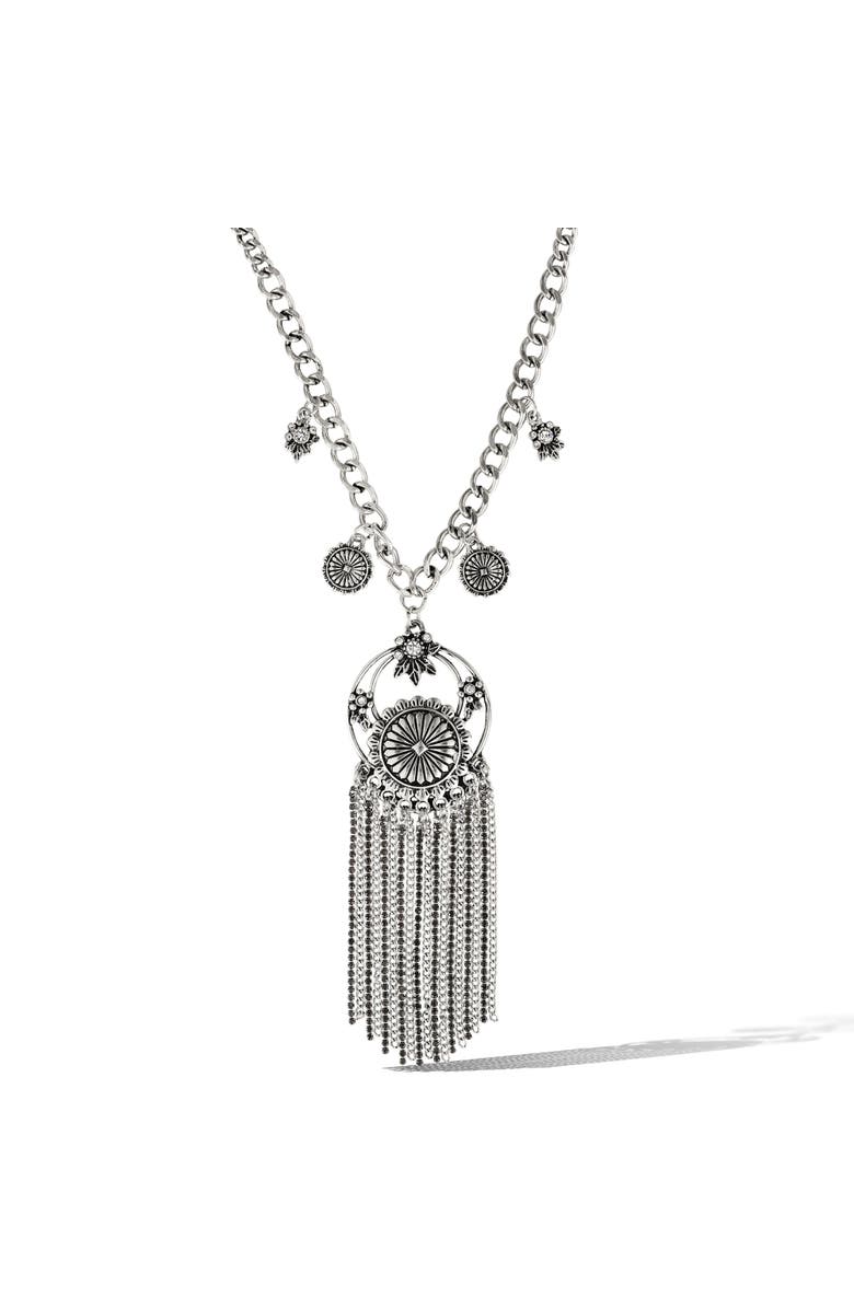 Jessica Simpson Tassel Statement Necklace, Main, color, Silver