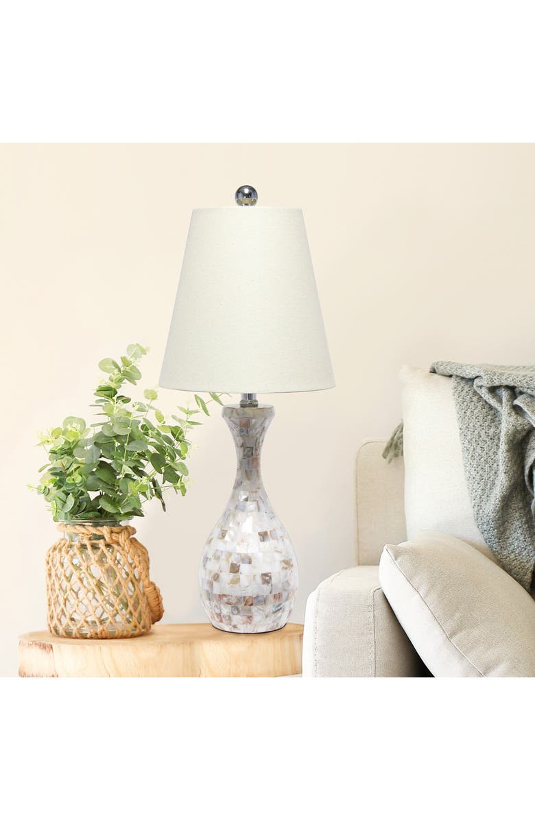 LALIA HOME Malibu Curved Mosaic Seashell Table Lamp with Chrome Accents, Alternate, color, 