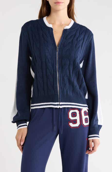 Tevyn Zip Front Cable Knit Cardigan