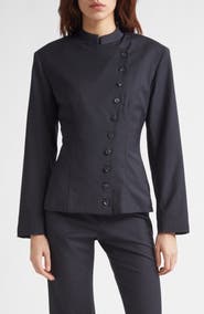 Paloma Wool Banjo Asymmetric Stretch Pinstripe Jacket