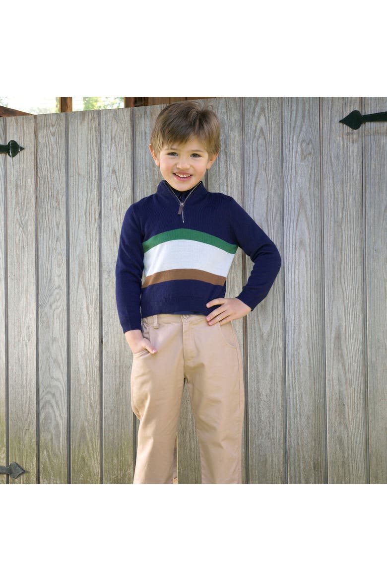 Stripe Half-zip Sweater, Alternate, color, Navy