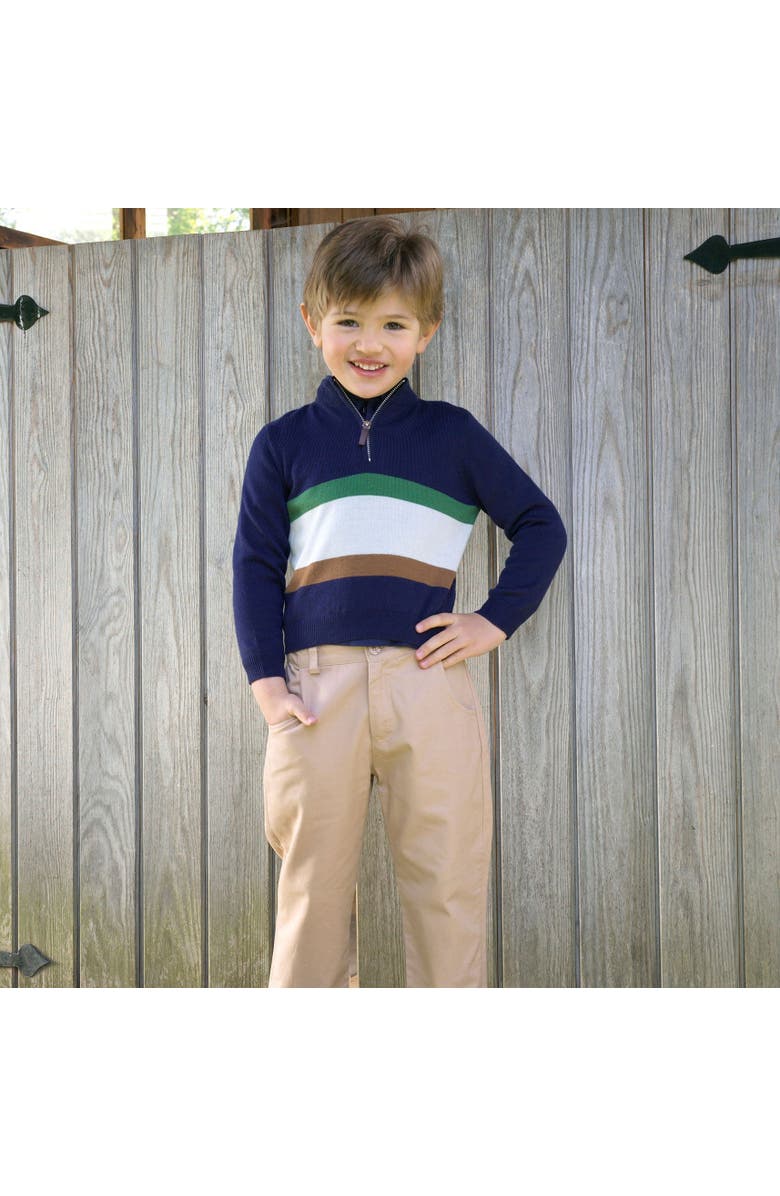 Rachel Riley Stripe Half-zip Sweater, Alternate, color, Navy