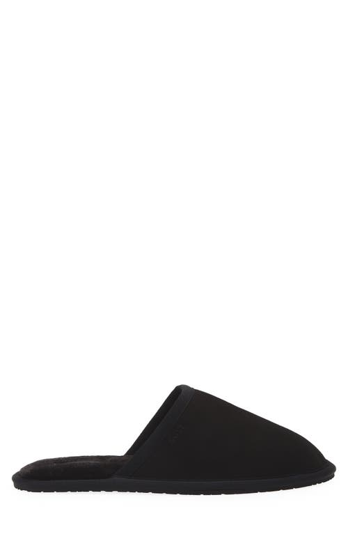 Hugo Boss Boss Faux Fur Lined Scuff Slipper In Black