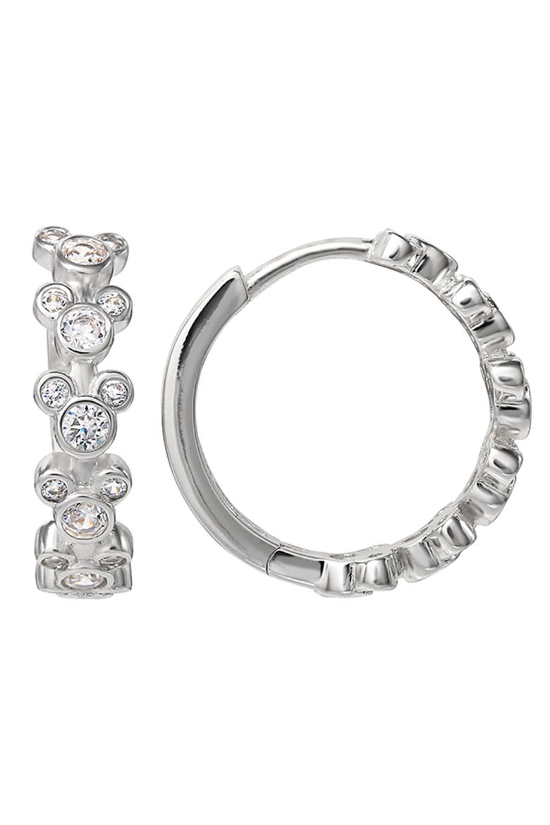 Silver Plated Cubic Zirconia Endless Hoop Earrings, Main, color, Silver