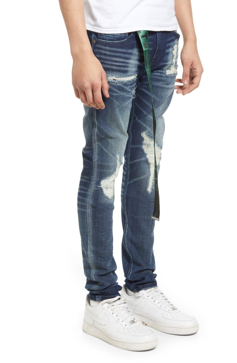 Cult of Individuality Punk Belted Super Skinny Jeans, Alternate, color,