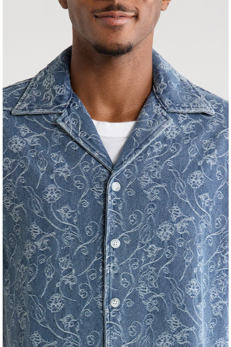 Floral Jacquard Camp Shirt, Alternate, color, LIGHT INDIGO