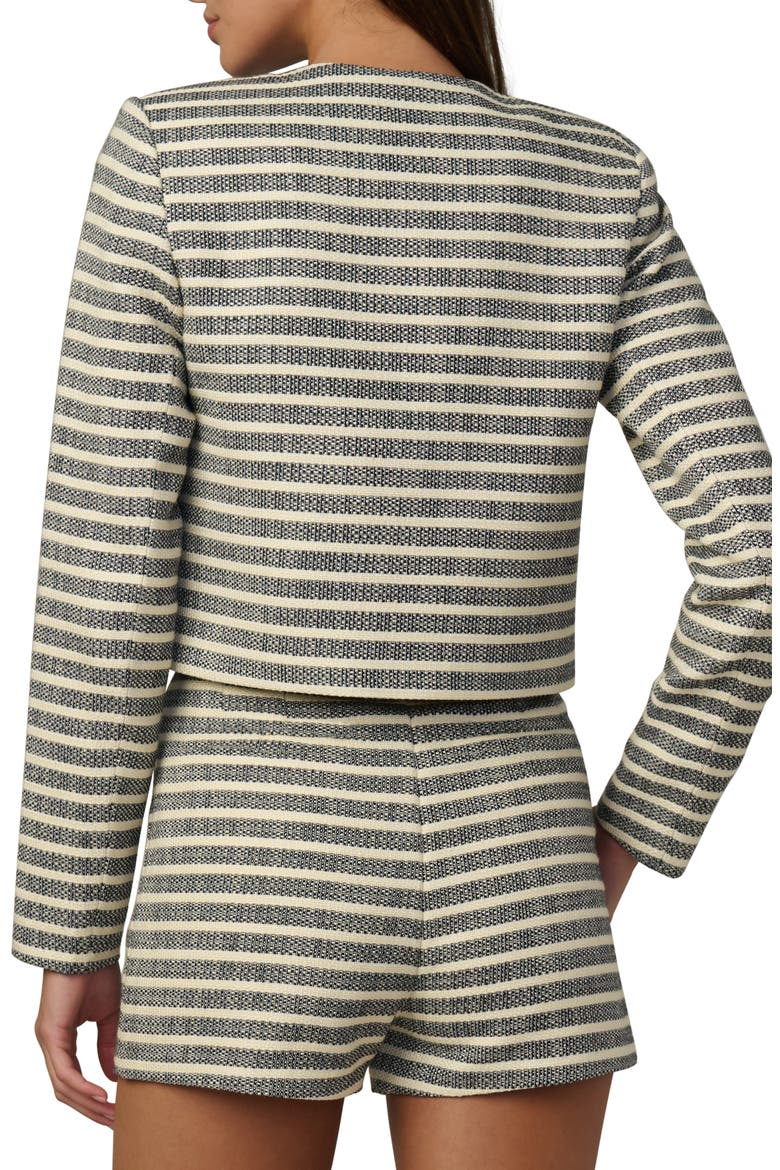 The Talia Stripe Crop Jacket, Alternate, color, MIDNIGHT/ ECRU STRIPE
