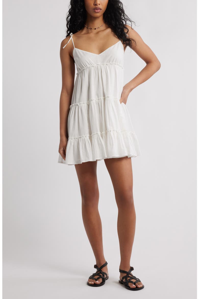Tiered Cotton Minidress, Main, color, WHITE BLANC
