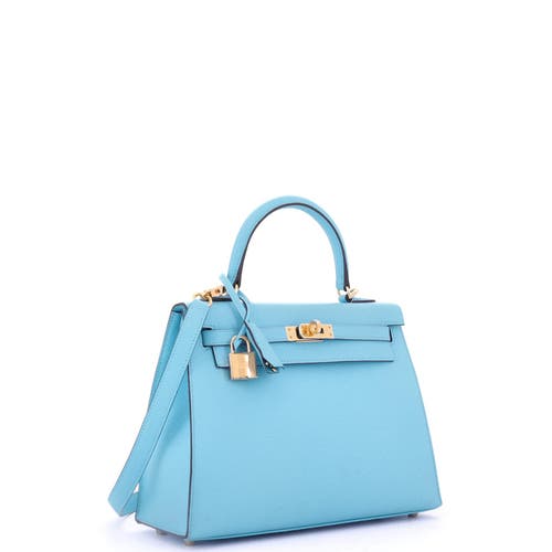 Pre-owned Hermes Hermes Kelly Handbag Blue Epsom With Gold Hardware 25 In Blue